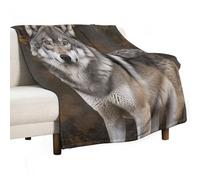 Flannel Throw Blanket - Super Soft Lightweight Throw Blanket Fuzzy Comfy Wild Wild Gray Wolf Flannel Blankets Warm Plush Throw Blankets for Couch Sofa Bed 50"x60"