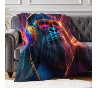 Flannel Throw BlanketCartoon Gorilla Fleece Blanket for Sofa Bed Couch Bedding Soft Microfiber Blanket 100 x 130 cm