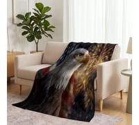 Flannel Throw Classic Animal Eagle Blanket for Sofa or Bed - Modern American Flag Warm Soft Lightweight Fleece Blankets for Couch Travel Camping, Suitable for All Seasons - 150x200 cm Black