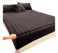 Flannel Velvet Fitted Sheet with 11" Deep Pocket, Elastic Mattress Cover for Winter, Soft Warm Bedding Full Queen