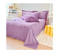 Flannel Velvet Flat Sheet Winter Super Soft Plush Shaggy Bedding Top Sheet Fleece Warm Bed Sheet Twin Small Double Full Queen King (Color : Purple, Size : 200x230cm+48x74cm x2)