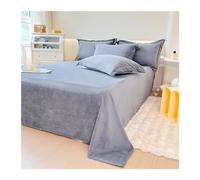 Flannel Velvet Flat Sheet Winter Super Soft Plush Shaggy Bedding Top Sheet Fleece Warm Bed Sheet Twin Small Double Full Queen King (Color : Gray(Grey), Size : 245x270cm+48x74cm x2)