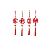Flannel Vietnamese New Year Hanging Decorations 4 Piece Handcrafted Set Featuring Classic Tet Motifs for Festive Seasonal Display