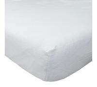 HOMESCAPES Luxury Flannelette White Brushed Cotton Fitted Sheet, Heavy weight 160gsm 100% Cotton, King