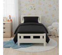 Flannelette Cotton Cot Bed Duvet Cover Set Brushed Warm Bedding Set Black