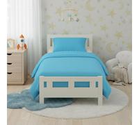 Flannelette Cotton Cot Bed Duvet Cover Set Brushed Warm Bedding Set Blue