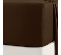 Flannelette Fitted Sheet 100% Brushed Cotton Extra Deep 32cm/13 Inch Bed Sheet Soft Warm Cosy Bedding Plain Colour Easy Care Bed Linen Single Double King Super King (Brown, Small Double)