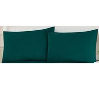 Flannelette Fitted Sheet 100% Brushed Cotton Plain Colour Bedsheets Extra Deep 32CM/13Inch Deep Skirt Box Easy Care Cotton Bedding Super Soft 160 GSM Luxury Quality (Emerald Green, Pair Of PillowCase)