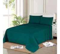 Flannelette Fitted Sheet 100% Brushed Cotton Plain Colour Bedsheets Extra Deep 32CM/13Inch Deep Skirt Box Easy Care Cotton Bedding Super Soft 160 GSM Luxury Quality (Emerald Green, Double)