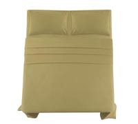 Flannelette Flat Sheet 100% Brushed Cotton Plain Colour Bedsheets Extra Deep 32CM/13Inch Deep Skirt Box Easycare Cotton Bedding 160 GSM Luxury Quality (Olive Green, Single Flat Sheet)