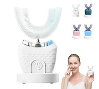 Flanora SmartBrush - Hands-Free Smart Brush 360° Auto-Clean, U-Shaped Silicone Automatic Toothbrush, Wireless Charging, LED Light & 3 Modes, IPX7 Waterproof - 30-Second Fast Clean (White, As Show)