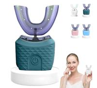 Flanora SmartBrush - Hands-Free Smart Brush 360° Auto-Clean, U-Shaped Silicone Automatic Toothbrush, Wireless Charging, LED Light & 3 Modes, IPX7 Waterproof - 30-Second Fast Clean (Green, As Show)
