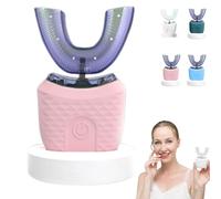 Flanora SmartBrush - Hands-Free Smart Brush 360° Auto-Clean, U-Shaped Silicone Automatic Toothbrush, Wireless Charging, LED Light & 3 Modes, IPX7 Waterproof - 30-Second Fast Clean (Pink, As Show)