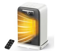 FLANUR Electric Heater, 1500W Portable Heater for Home with Thermostat, Silent PTC Ceramic Space Heater with 4 Modes, 70° Oscillation, 12H Timer & Remote, Digital Display, Fan Heater for Bedroom-White