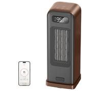 FLANUR Space Heaters for Indoor Use, Smart Portable Electric Heater with Thermostat, WiFi and Voice Control, 12H Timer, 4 Modes, 36dB 1500W PTC Ceramic Safety Heat for Office Bedroom Home 1Pack Brown