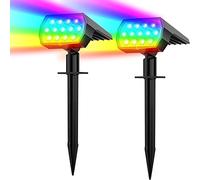 Flaow Solar Color Changing Lights - Multi-Color RGB Landscape Spotlights, IP65 Waterproof Solar Powered Garden Lights for Pathway, Tree, Garden