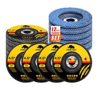 Flap Discs 115mm, Mixed Grit Zirconia Discs for Angle Grinders, 12 PCS | 40/60/80/120 grit selection, Type 27 profile, 22.23mm bore, Weld grinding, Rust removal, Edge smoothing, Fine finishing