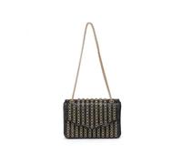 Flap Over Lid Zip Top Closure Double Side Diamante Bag JFY Black One Size