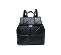 Flap Quilted Pattern Twist Metal Lock Backpack JFY Black One Size
