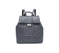 Flap Quilted Pattern Twist Metal Lock Backpack JFY Grey One Size