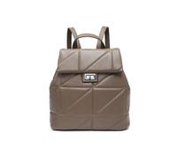 Flap Quilted Pattern Twist Metal Lock Backpack JFY Khaki One Size
