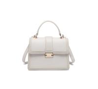 Flap Top Handle Metal Push Lock Grab Bag JFY Beige One Size