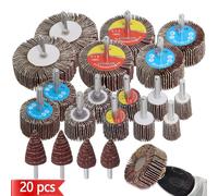 Flap Wheel Set 80 Grit (20PCS) Cone Shape Abrasive Sandpaper Lamellar Grinder Sanding Attachment by Gekufa for 6mm Shank Drill, Straight Grinder for Remove Rust/Weld Burr/Grinding
