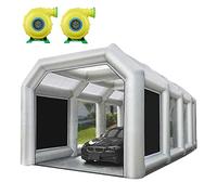 FLAPKWAN Inflatable paint booth 28X15X10FT portable paint booth with 950W+950W blowers for professional cars or auto parts painting polishing and other spray works