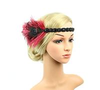 Flapper 1920s Headband Vintage Headpiece Headdress Great Headband Sturdy Headband (Wine Red, One Size)