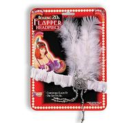 Flapper 1920's White Headband With Feathers