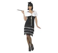 1920s Flapper Dress Womens Black Charleston Gatsby Ladies Fancy Dress Costume