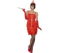 Flapper Costume, Red, with Short Dress