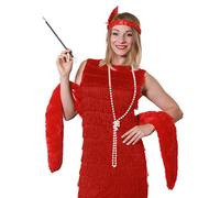 FLAPPER FANCY DRESS INSTANT GATSBY KIT FAUX FUR STOLE + FEATHER HEADBAND + PEARL NECKLACE + FAKE CIGARETTE + CIGARETTE HOLDER 20S GREAT GANGSTER MOLL
