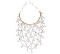 flapper hair jewelry Pearl Headpiece, Rhinestone Art Deco Head Chain Roaring 20s Flapper Hair Accessory for Women, Party, Vintage Wedding, Golden