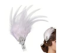 Flapper Headpiece Women - Feathered Vintage Headdress, Sequin Band, Elegant Crystal with Rhinestone, Retro Hair Accessory for Women, Deluxe Charleston Party Gear New Year's Eve