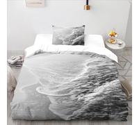 flapperons Black White Ocean Dream Bedding Set For Boys Youth Teens Quilt Cover Kids GirlsDuvet Cover Set 3D Printed Bedspread Single(135x200cm)
