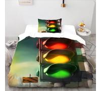 flapperons Traffic Light 3D Duvet Cover Bedding Set for Kids Boys Girls Breathable Comforter Cover printing Bedspread Cover Bedroom 3PCS Single(135x200cm)