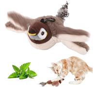 Flapping Bird Cat Toy with Catnip, Flappy Bird Cat Toy, Chases Flying Bird Toy for Cats, Simulated Chirping Bird Cat Toy, Bird Chase Cat Toy, Interactive Cat Toy Interactive Toys for Cats