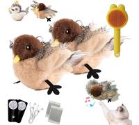 Flappy Bird Cat Toy, Flapping Bird Cat Toy, Simulated Chirping Birds Cats Toys Flapping Wings, Rechargeable, Interactive Catnip Toys for Indoor Kittens for All Breeds Cats Kicker (Sparrow,2PCS)