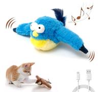 Flappy Bird Cat Toy, Flying Bird Toy for Cats, Flapping Bird Cat Toy for Indoor, Flying Interactive Chirping Bird Cat Toy, Simulated Chirping Bird Cat Toy, Cats Flying Bird Toy 3 Modes (Bluebird)