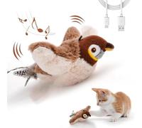 Flappy Bird Cat Toy,Interactive Chirping & Flapping Wings Bird Toy for Cats & Dogs,Flying, Vibrating, and Chirping Bird Toy with Realistic Movements to Satisfy Hunting Instincts (Sparrow*1)