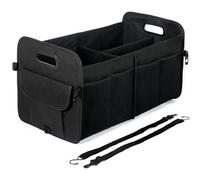 Flaradum Trunk organizer for Car Collapsible Multi-Compartment Volume 35L Car Trunk Organizer Sturdy Cargo Trunk Storage Organizer Securing Straps Non Slip Bottom
