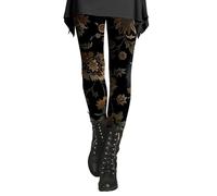 Flare Jeans for Women Women's Autumn and Winter Leggings Artistic Printed Soft Stretchy Pants Features: Wide Leg Cropped Pants for Women (Yellow, L)