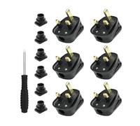 FLARE LIGHTING Pack of 6 UK Plugs 3 Pin with 13 AMP (Black), Fused Plug, Heavy Duty Electrical Plug, Durable for Electrical Appliances, 240V, Rewireable Plug