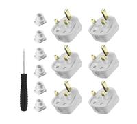 FLARE LIGHTING Pack of 6 UK Plugs 3 Pin with 13 AMP (White), Fused Plug, Heavy Duty Electrical Plug, Durable for Electrical Appliances, 240V, Rewireable Plug