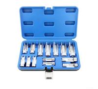 Flare Nut Socket Wrench Set, 14-Piece 8-22 mm Chrome Vanadium Steel Automotive Tool for Injector, Fuel Line, ABS & Oxygen Sensor Service, 3/8" and 1/2"