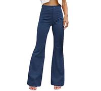 Flared Corduroy Trousers Women Bootcut Pants Vintage Solid Color Flare Pants Bootleg Cord Pants Comfort Stretch High Waist Wide Legs Trousers Casual Long Bell Bottom Trousers