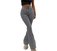 Flared Jeans for Women UK High Waisted Stretchy Bootcut Ladies Skinny Casual Denim Trousers Elegant Slim Fit Flattering Micro Flare Jeans Fashion 2026 Y2K Bell Bottom Trousers with Pockets