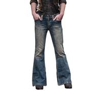 Flared Jeans Men Vintage Flared Leg Denim Jeans Patchwork Bell Bottom Denim Pants 60s 70s Disco Outfits