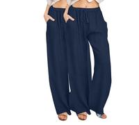 Flared Joggers Womens Trousers White Linen Pants Womens Petite Casual Pants Work Trousers Linen Loungepants for Ladies Barrel Leg Crinkle for UK